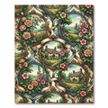 Vintage Cottage Floral Frame Landscape Rug