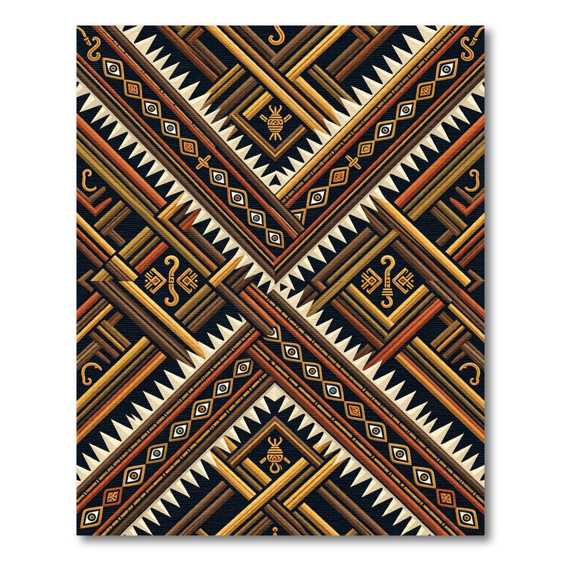 Tribal Ethnic Sunburst Earthy Geometric Rug