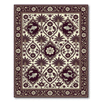 Crimson Floral Fish Garden Mandala Rug