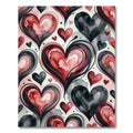 Crimson Gray Watercolor Hearts Swirl Rug