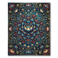 Intricate Indigo Lotus Floret Medallion Rug