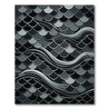 Dark Gray Scale Wave Composition Rug