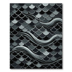 Dark Gray Scale Wave Composition Rug