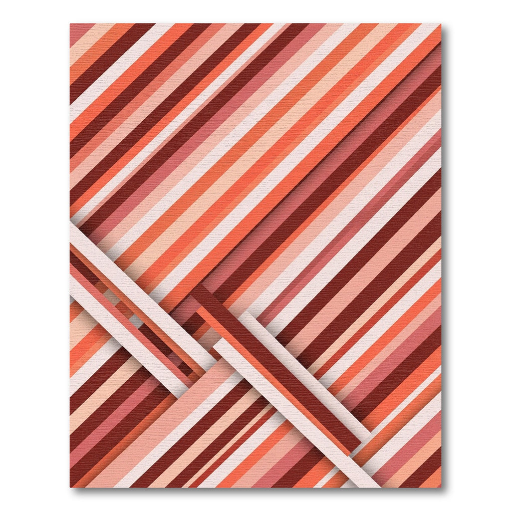 Modern Terracotta Linear Diagonal Stripe Rug