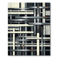 Industrial Gray Monochromatic Grid Artwork Rug