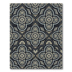 Elegant Slate Gray Damask Quatrefoil Rug
