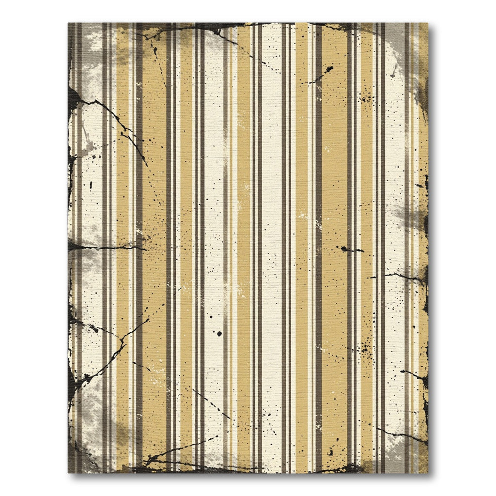 Distressed Ochre and Brown Vertical Stripes Rug