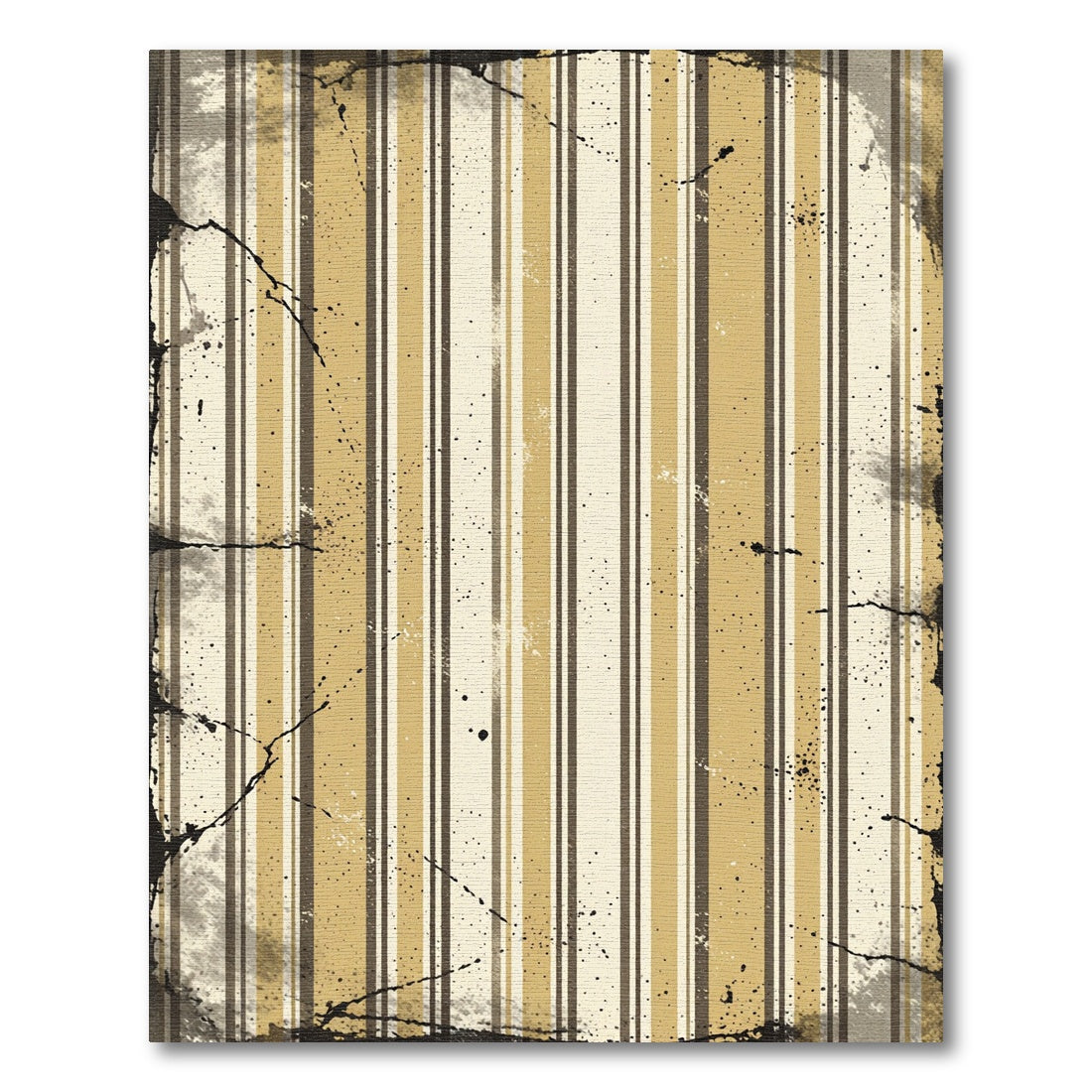 Distressed Ochre and Brown Vertical Stripes Rug