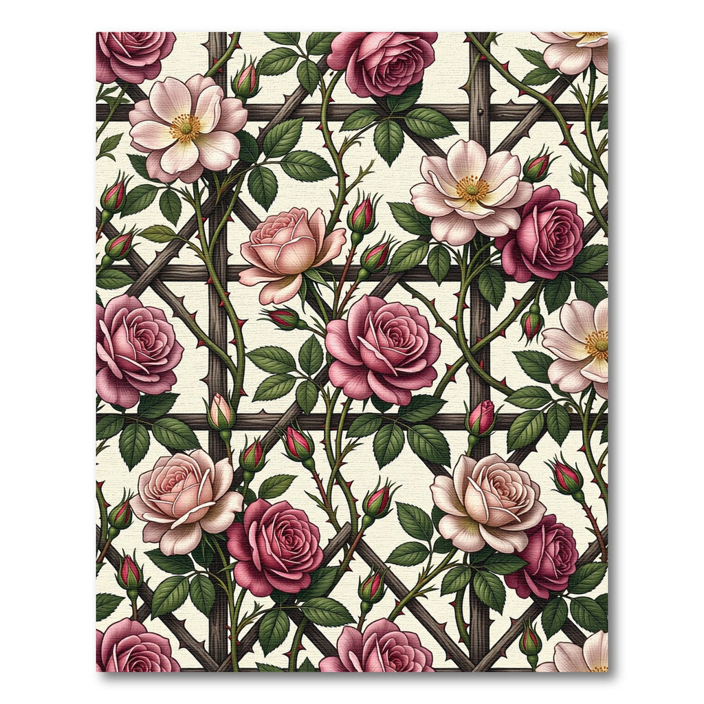 Romantic Dusty Rose Trellis Garden Rug