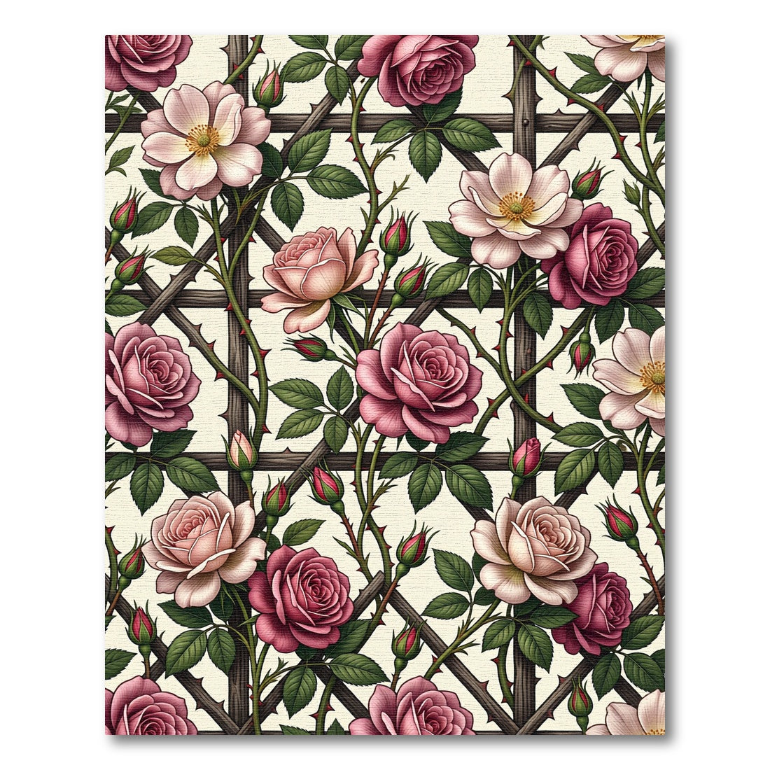 Romantic Dusty Rose Trellis Garden Rug