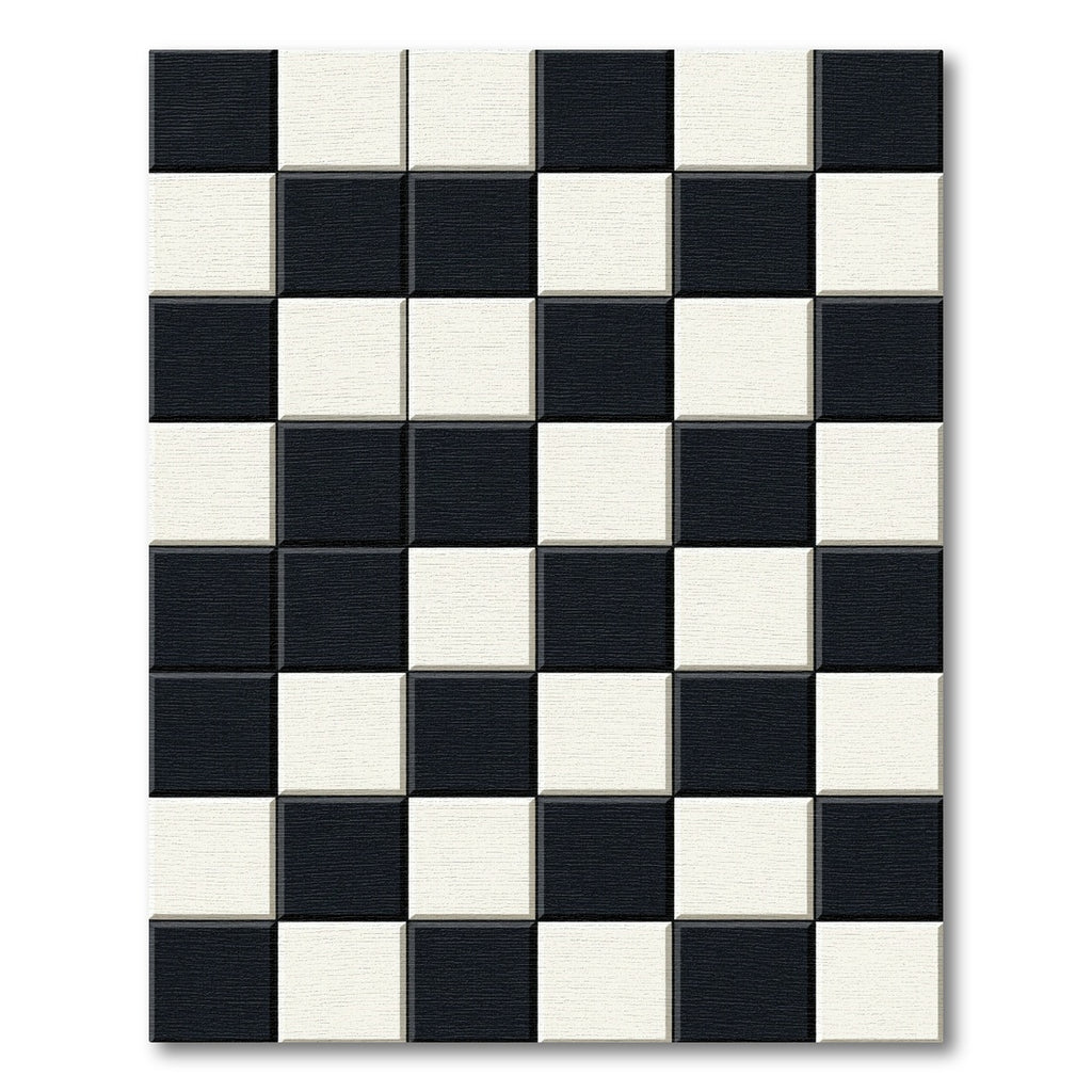 Bold Onyx Ivory Check Squared Floor Rug