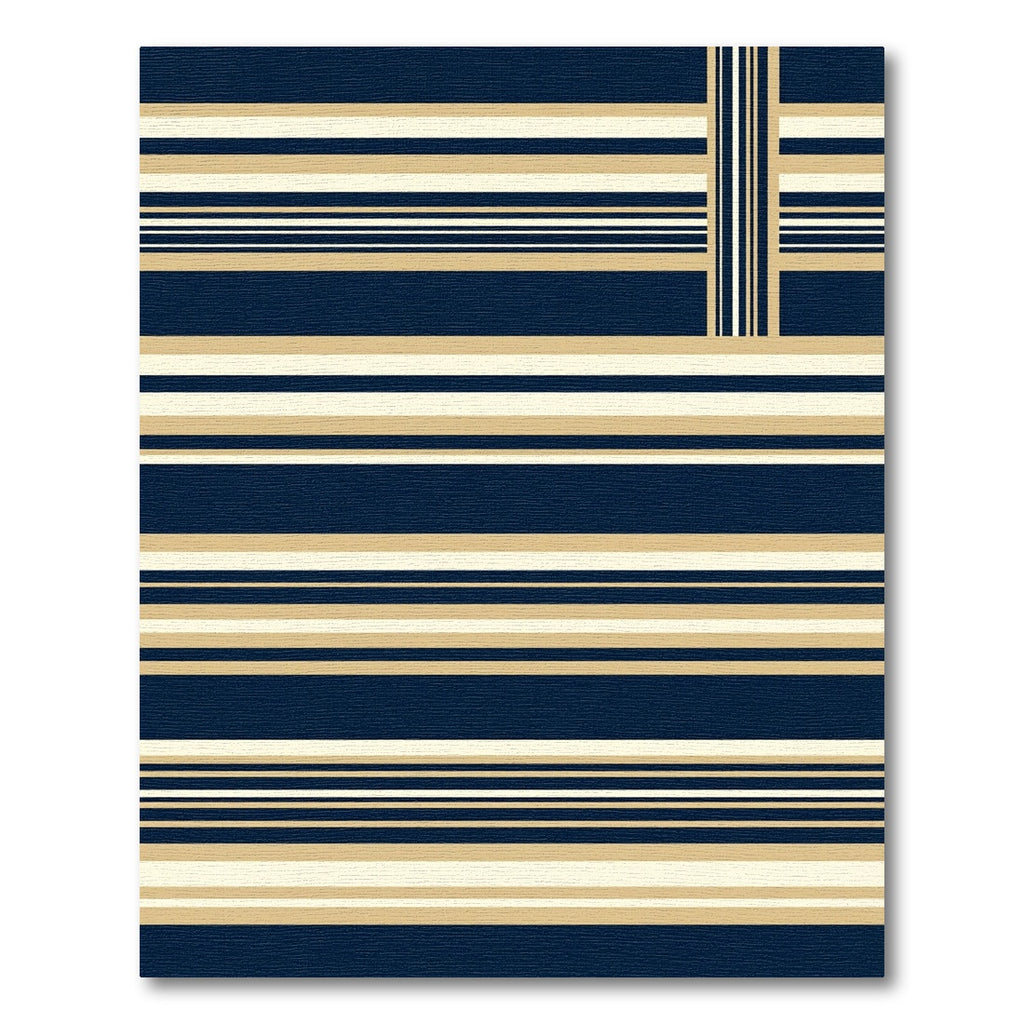 Modern Navy and Gold Horizontal Stripes Rug