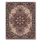 Ornate Mauve Damask Floral Medallion Rug