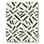 Minimalist Charcoal Abstract Brushstroke Rug