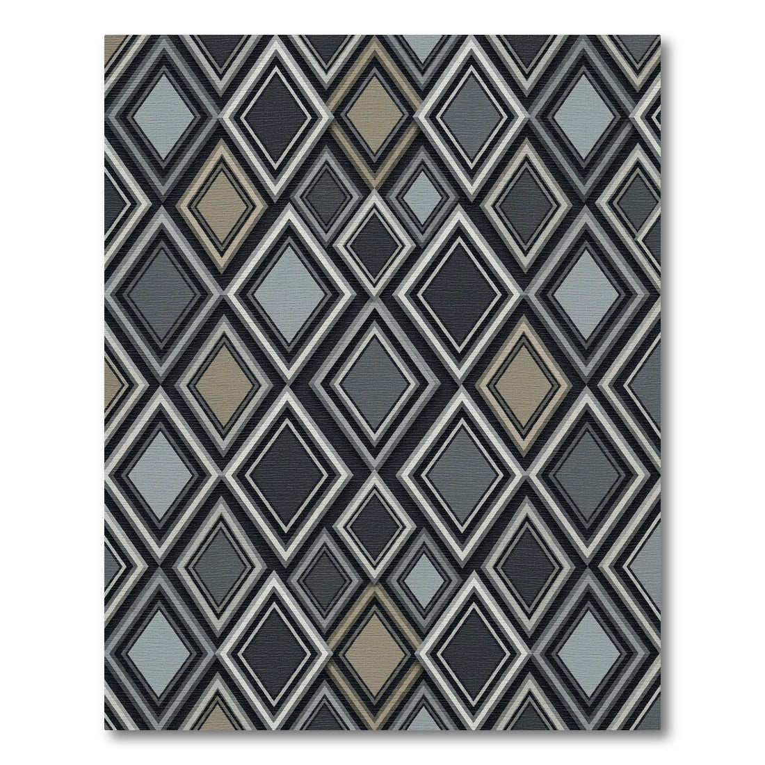 Modern Gray And Taupe Geometric Diamond Rug