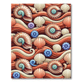 Terracotta Seashell Wave Ocean Floor Rug