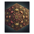 Elegant Gold and Crimson Hexagonal Floral Rug
