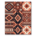 Coral Black Tribal Floral Patchwork Collage Rug