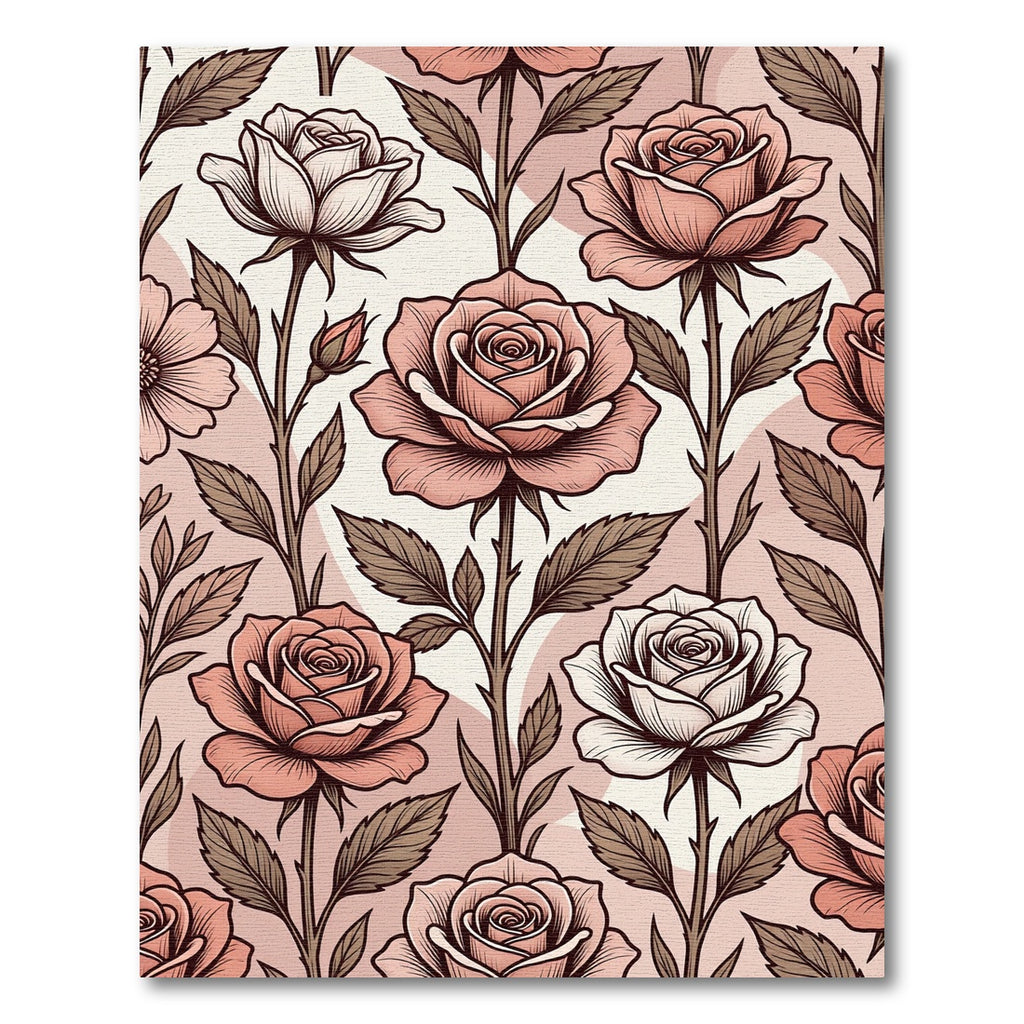 Blush Pink Rose Garden Floral Rug