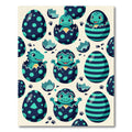 Playful Teal Dinosaur Egg Hatching Illustration Rug