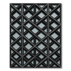 Modern Charcoal Gray Interlocking Geometric Grid Rug