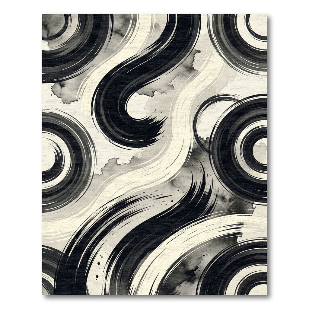 Monochromatic Brush Stroke Swirl Rug