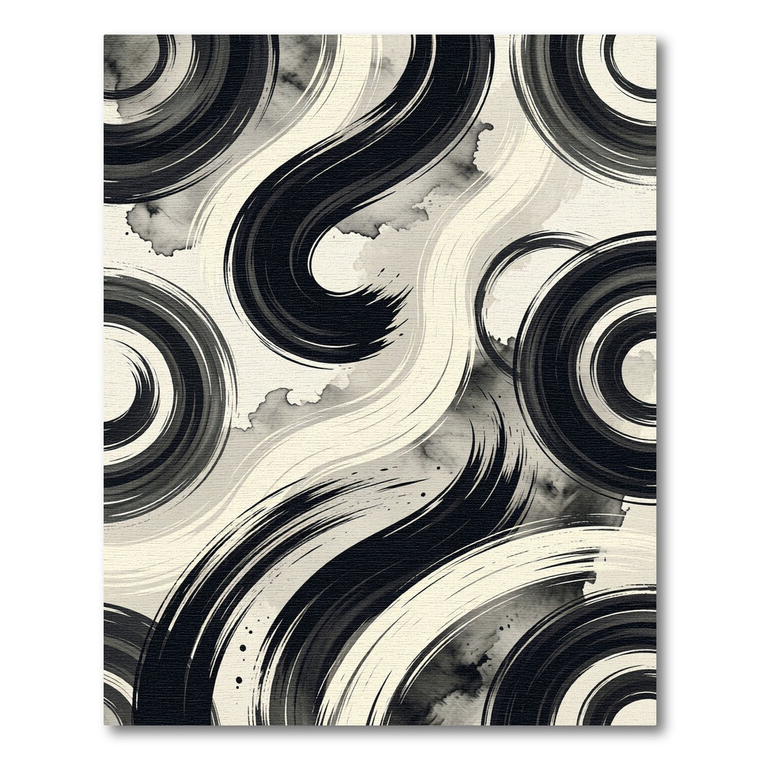 Monochromatic Brush Stroke Swirl Rug