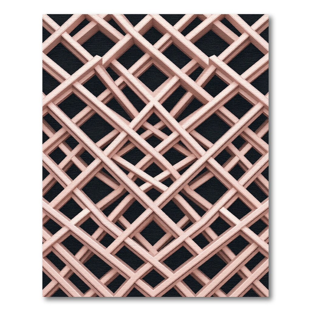 Blush Pink Intersecting Geometric Lattice Rug