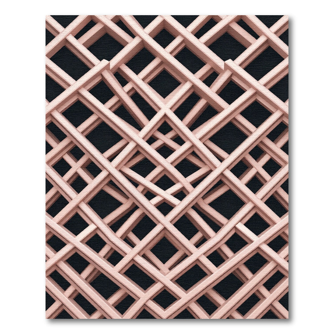 Blush Pink Intersecting Geometric Lattice Rug