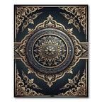 Elegant Gold Filigree Dark Medallion Rug