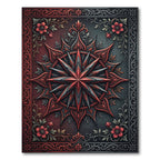 Gothic Crimson Star Floral Medallion Rug