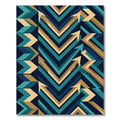 Modern Abstract Teal and Gold Chevron Rug