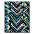 Modern Abstract Teal and Gold Chevron Rug