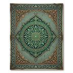 Elegant Sage Emerald Ornate Medallion Rug