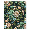 Vintage Botanical Rose Bouquet Arrangement Rug
