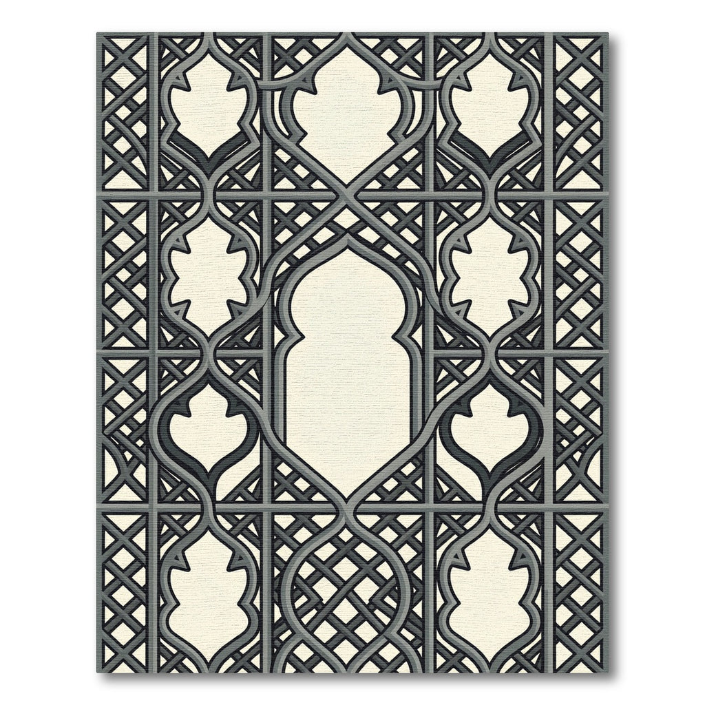 Gray Quatrefoil Lattice Arch Rug