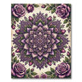 Elegant Purple Rose Mandala Floral Accent Rug