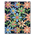 Whimsical Rainbow Happy Flower Meadow Rug