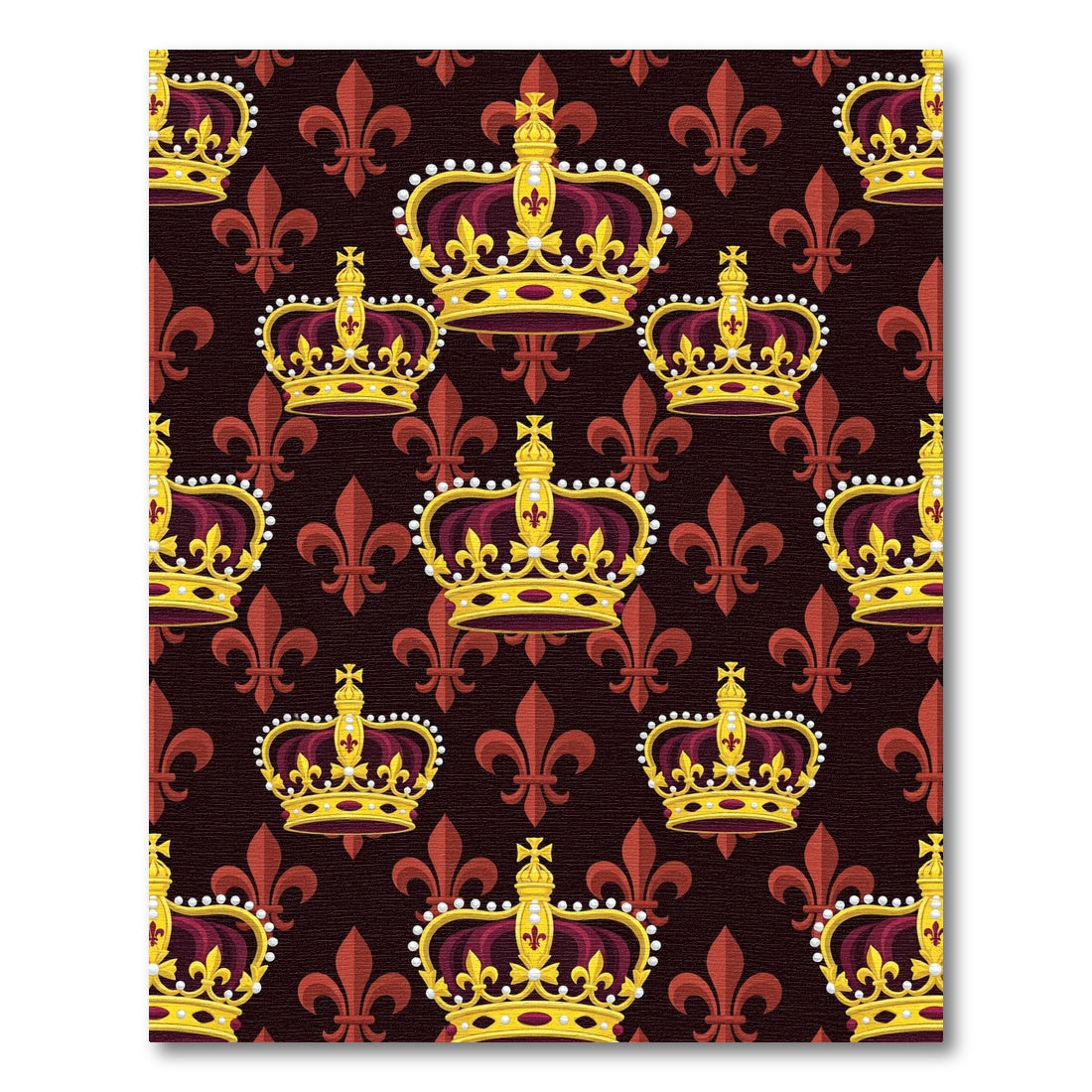 Royal Crimson Gold Crown Pattern Rug