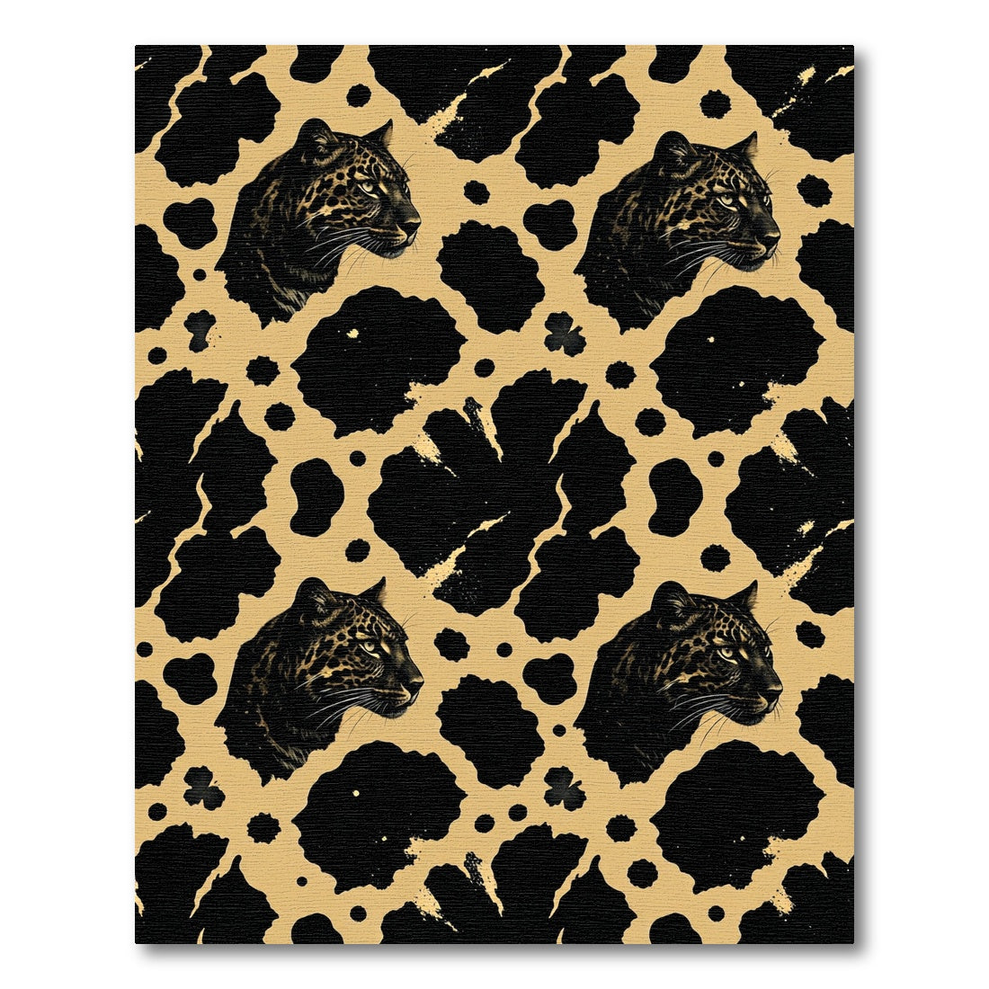 Golden Black Leopard Spots Rug