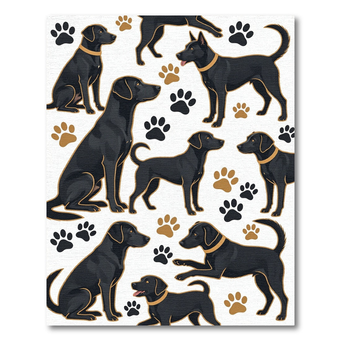 Playful Black Labrador Paw Accent Rug