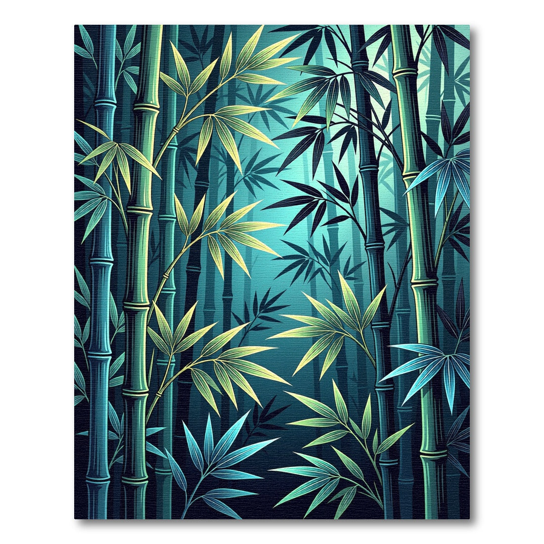 Deep Blue Bamboo Forest Foliage Rug