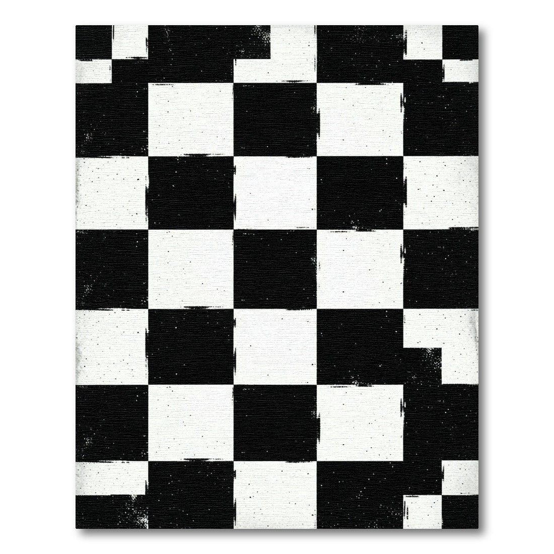 Bold Black and White Checkered Square Art Rug