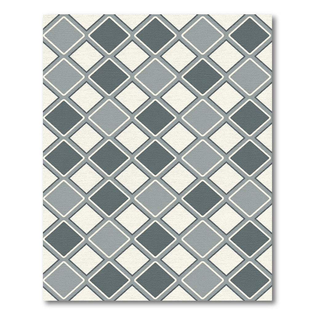 Modern Gray Diamond Grid Geometric Rug