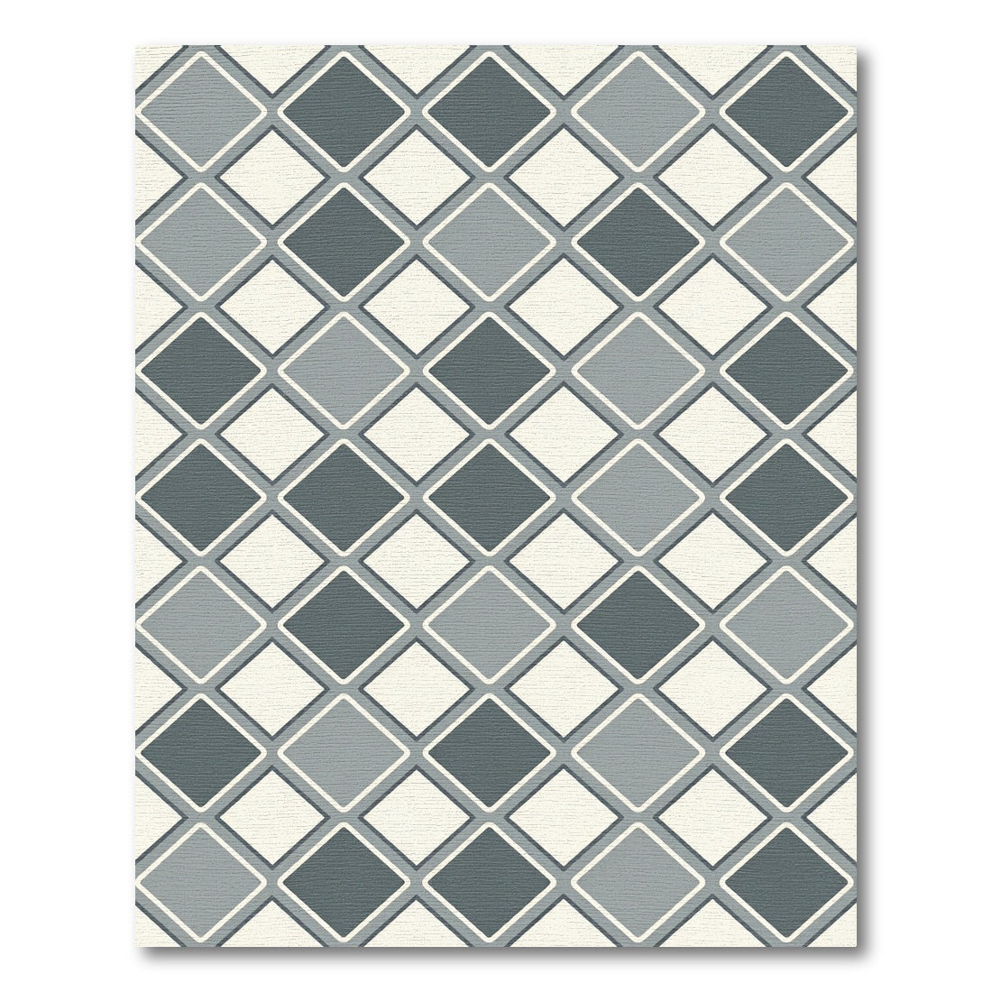 Modern Gray Diamond Grid Geometric Rug