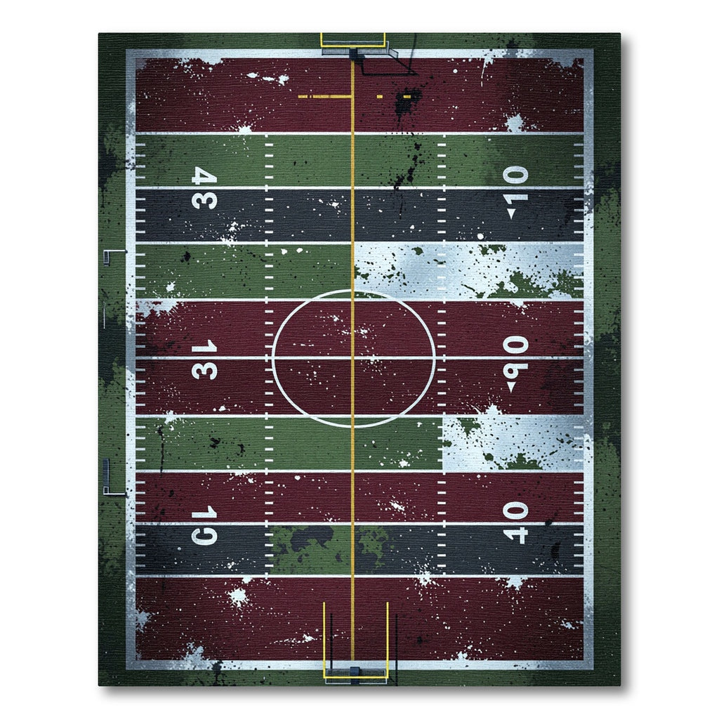 Distressed Gridiron Football Field Art Rug