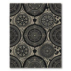 Black Cream Intricate Mandalas Floral Vines Rug
