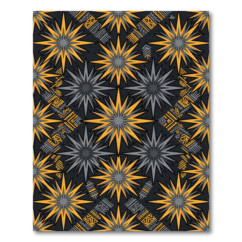 Golden Celestial Geometric Starry Gray Rug