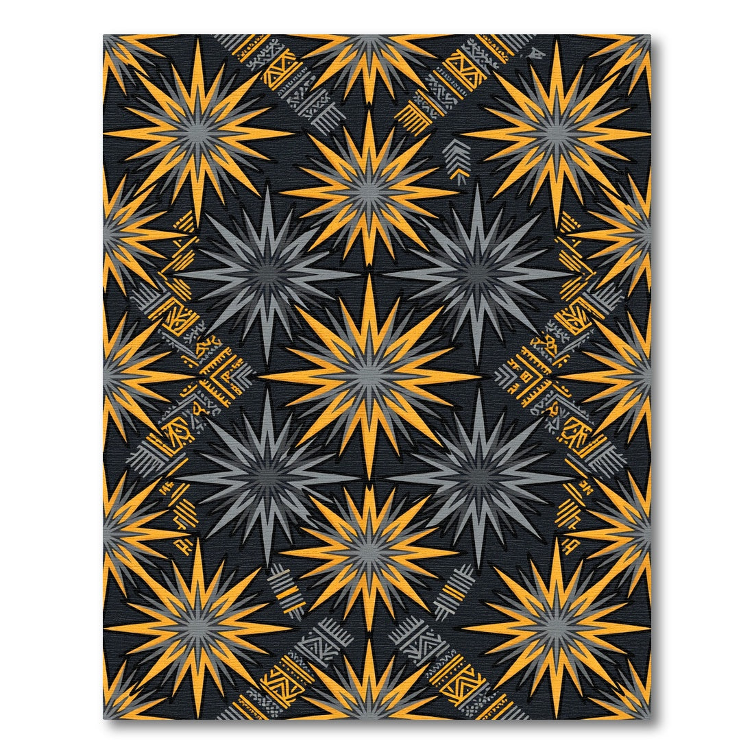 Golden Celestial Geometric Starry Gray Rug