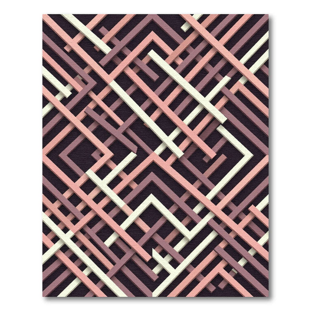 Modern Taupe Pink Geometric Interlace Rug
